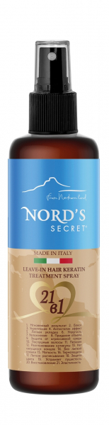 Nord's Secret Leave-in Hair Keratin Treatment Spray 21-in-1 Многофункциональный несмываемый спрей для волос